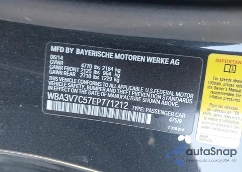 2014 BMW 428I z USA, uszkodzony, nr VIN WBA3V7C57EP771212